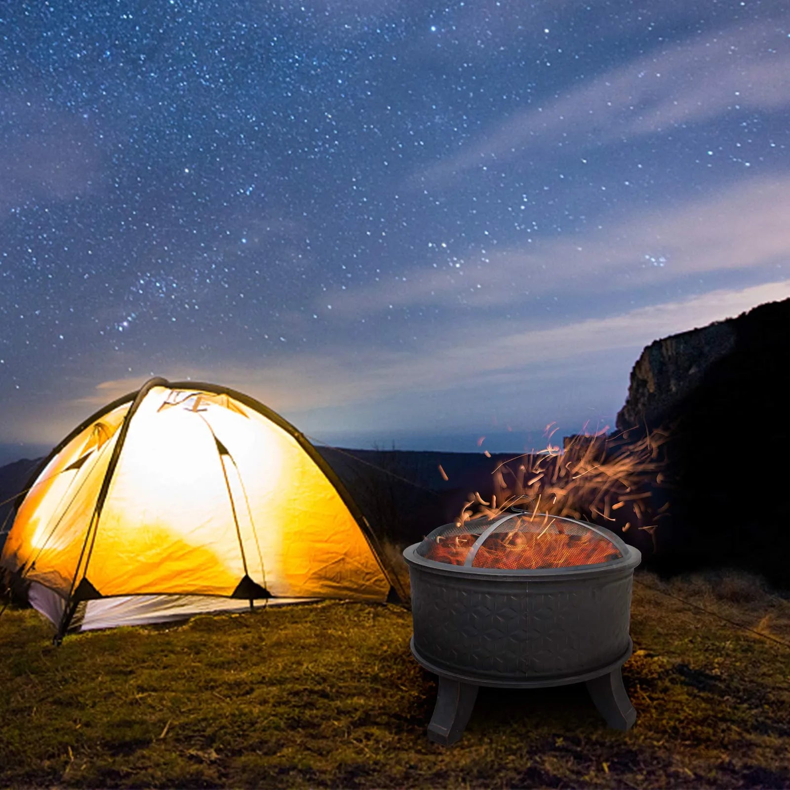 26 Inch Antique Bronze Round Fire Pit