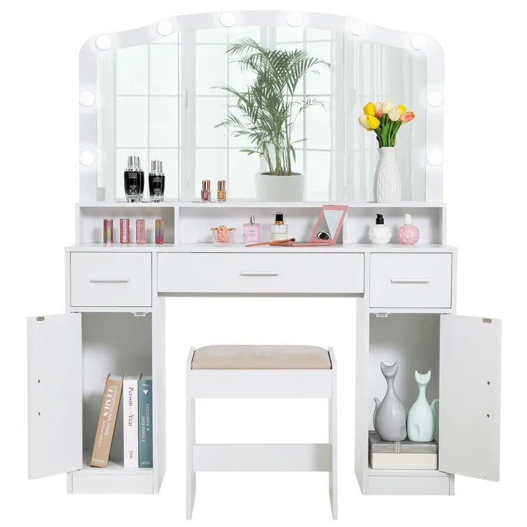 Areena Vanity Set with Stool and Mirror