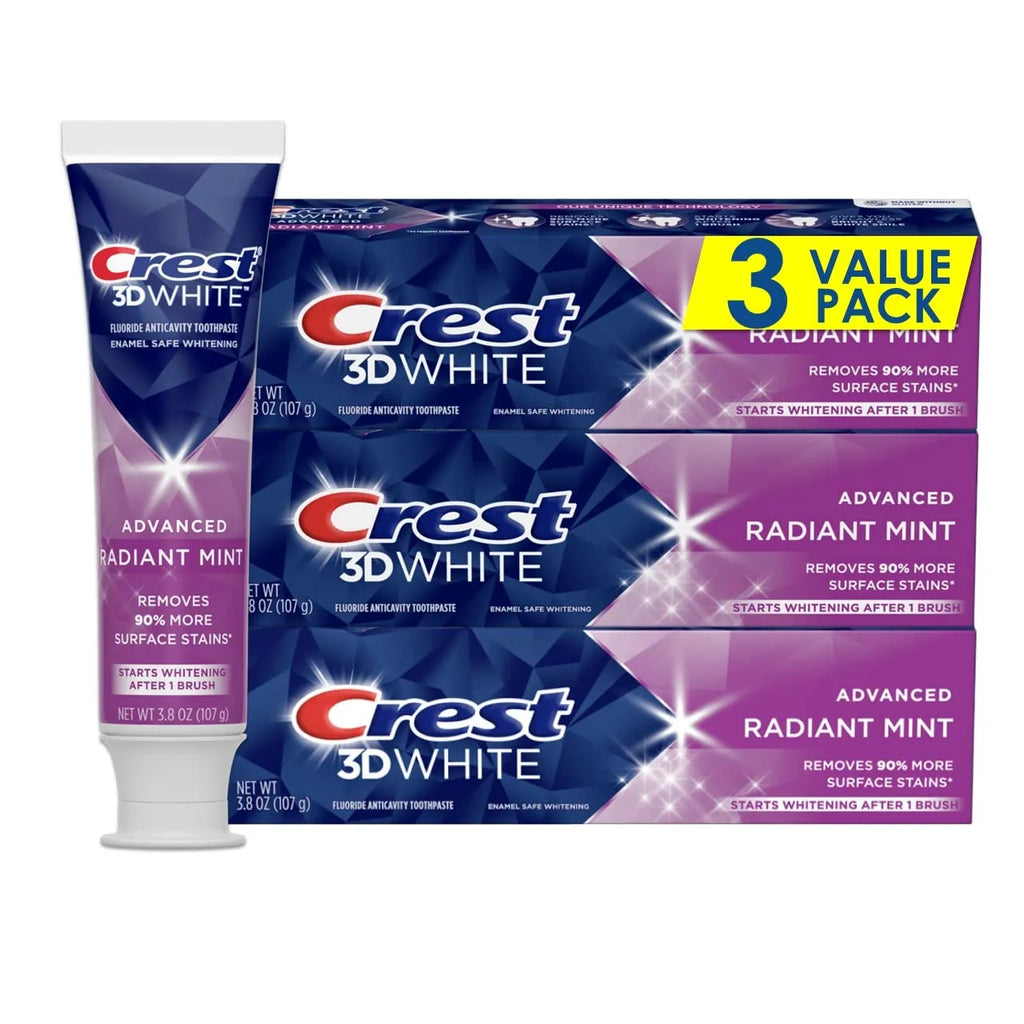 3D White Toothpaste Radiant Mint, 3.8 Oz (Pack of 3)