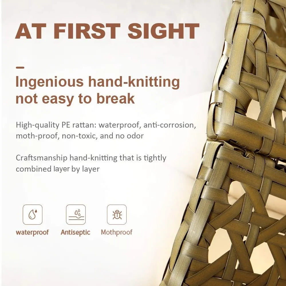 JOYBASE Hanging Egg Chair with Stand, Outdoor Wicker Rattan Egg Swing Chair with Stand and Cushion for Indoor Outdoor Bedroom Patio Garden (Grey/Black)