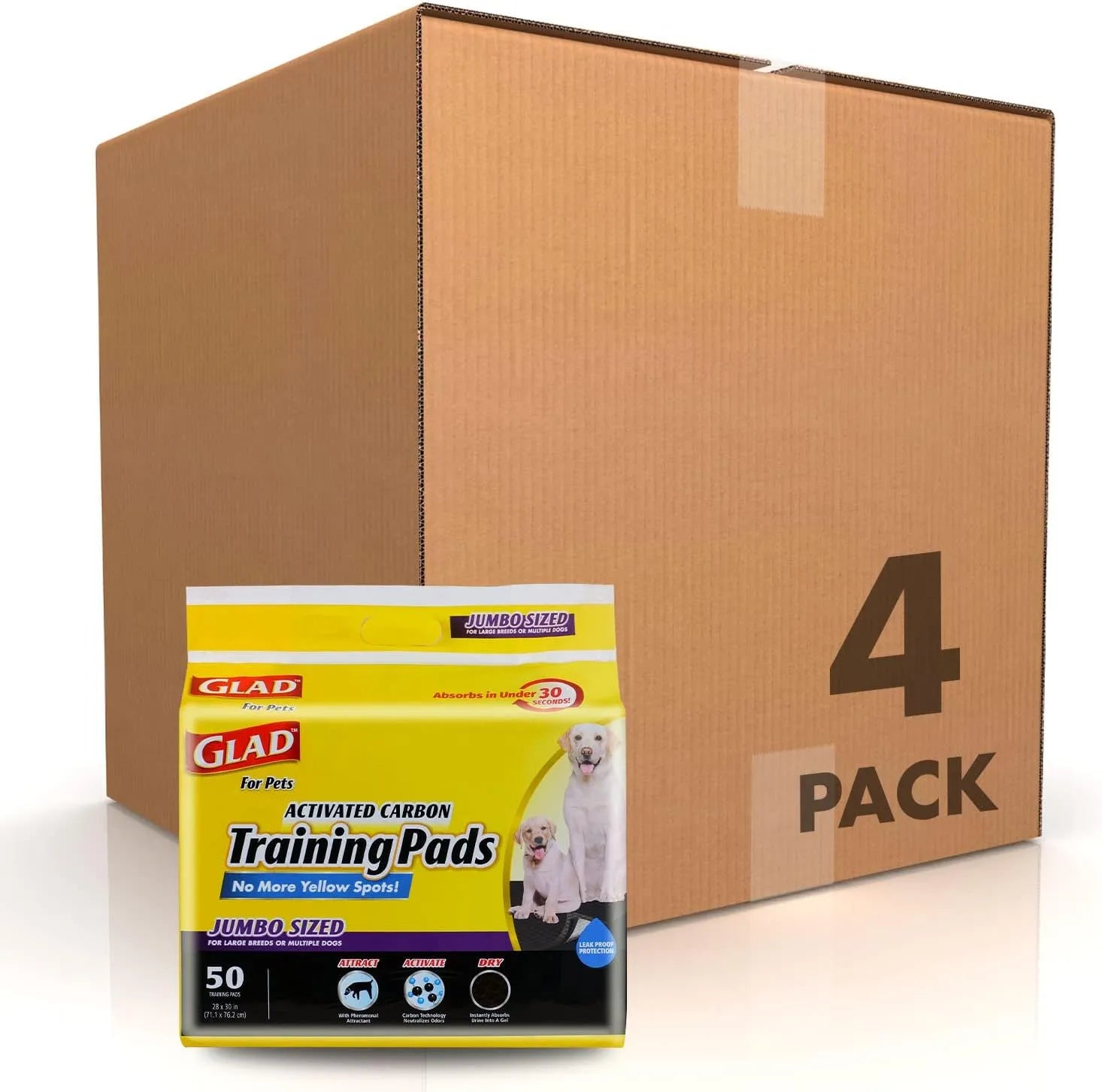 Glad for Pets Black Charcoal Puppy Pads 23" x 23" | Puppy Potty Training Pads That ABSORB & NEUTRALIZE Urine Instantly | New & Improved Quality Puppy Pee Pads, 100 count