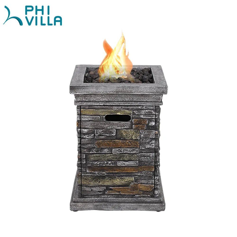 18 Inch 30,000BTU Outdoor Square Terrafab Gas Fire Pit With Waterproof Cover