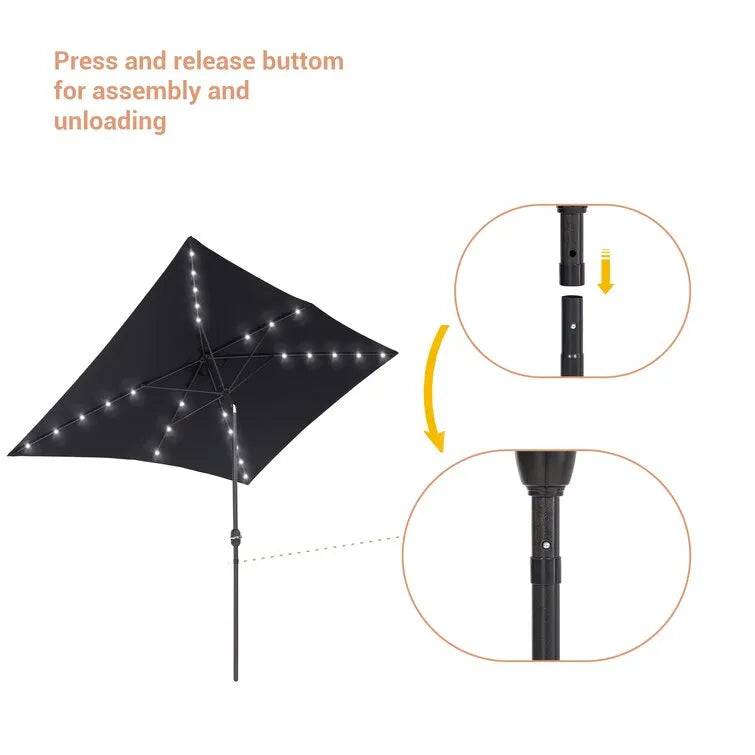 Doralice 120'' x 78'' Rectangular Lighted Market Umbrella