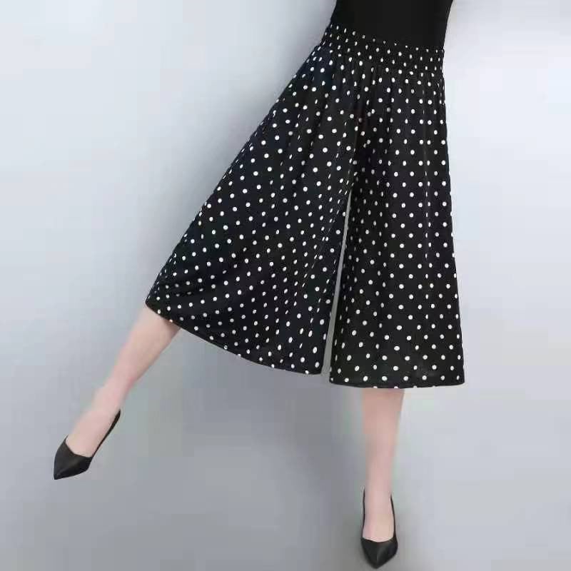 (49% OFF) Women's High Elastic Waist Pleated Chiffon Wide Leg Culottes